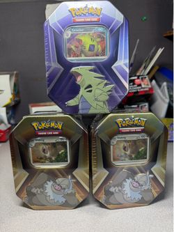 Slaking & Tyranitar Pokemon tins (Pokemon cards) 3 - packs total (2 -Destined rivals & 1 - Journey) (if taking all $30 each)
