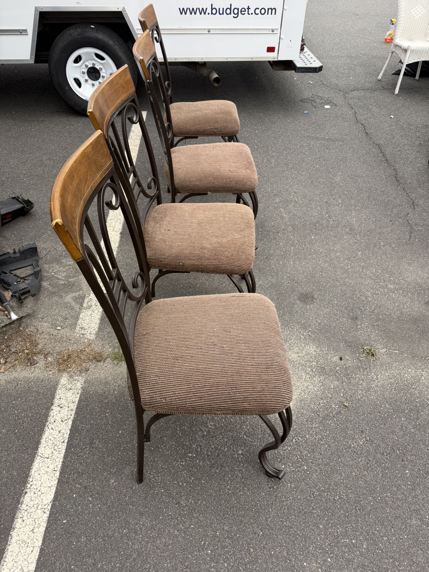 4 Metal & Wood Dining Chairs 