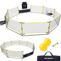Brand New In The Box- Gaga Ball Pit Portable: 15FT 3in1 Gaga Pit with Basketball Hoop and Soccer Goals - Play System for Kids 4 to 12 Years Old Indoor
