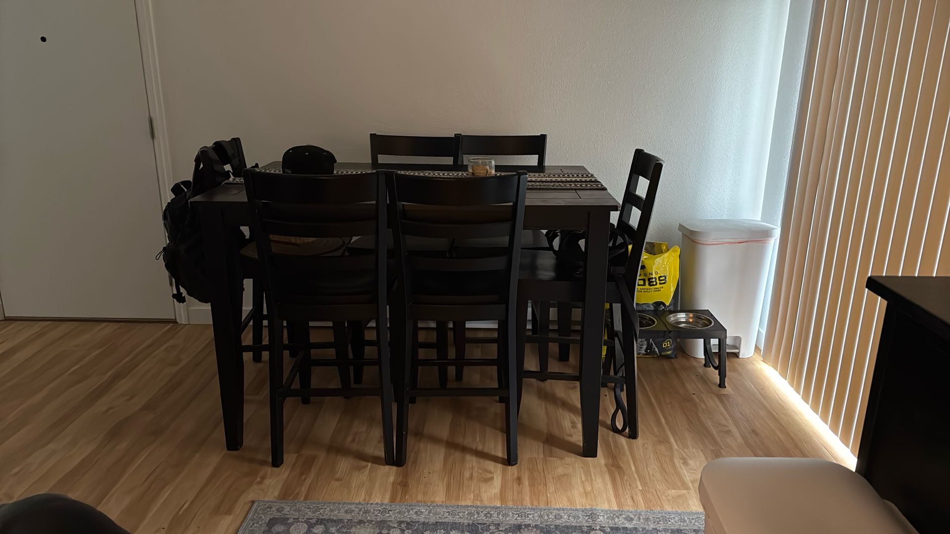 Solid wood table and six chairs