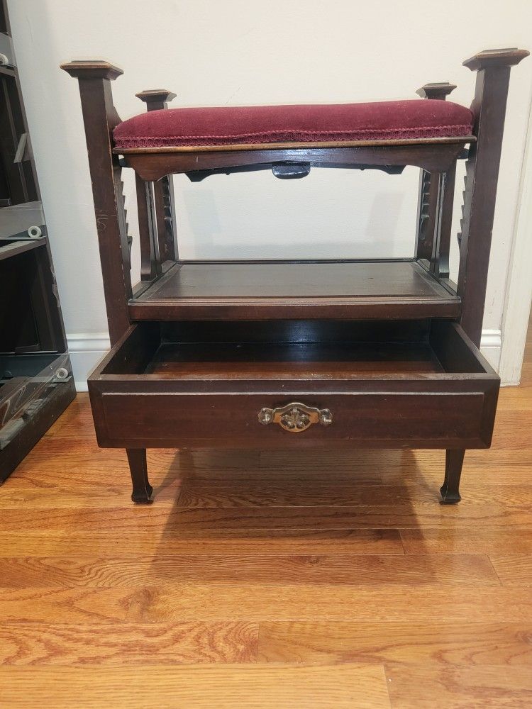 Adjustable Antique Upholstered Piano Bench - Price negotiable