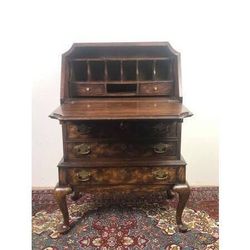 NATIONAL MT. AIRY Secretary Desk Burlwood Drop Front 1960s