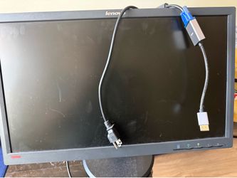 22" Lenovo ThinkVision Monitor with Cables & Adapter - Works Great