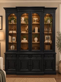 Vintage Black Display Cabinet