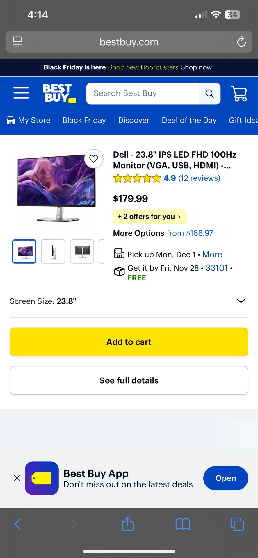 Dell - 24" IPS LED FHD 100Hz Monitor