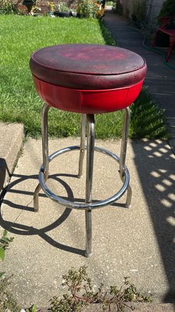 Vintage Old DURO CHROME Retro Chrome / Vinyl 31” Tall Stool - Very Good