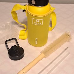 Water Bottle W/ Holder W/ Strap MVILTA Yellow NEW!