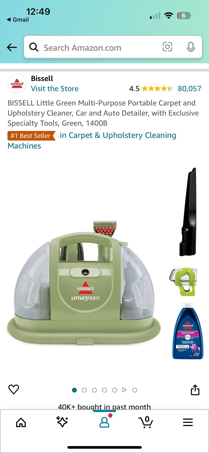 BISSELL Little Green Multi-Purpose Portable Carpet and Upholstery Cleaner/Steamer