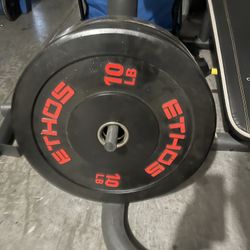 Ethos Bumper Plates , Bar,  Clamps And  Wieder Olympic Weights