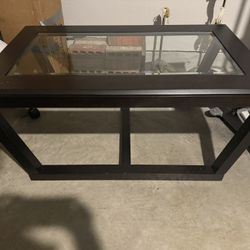 Dark Wood Glass Top Coffee Table 
