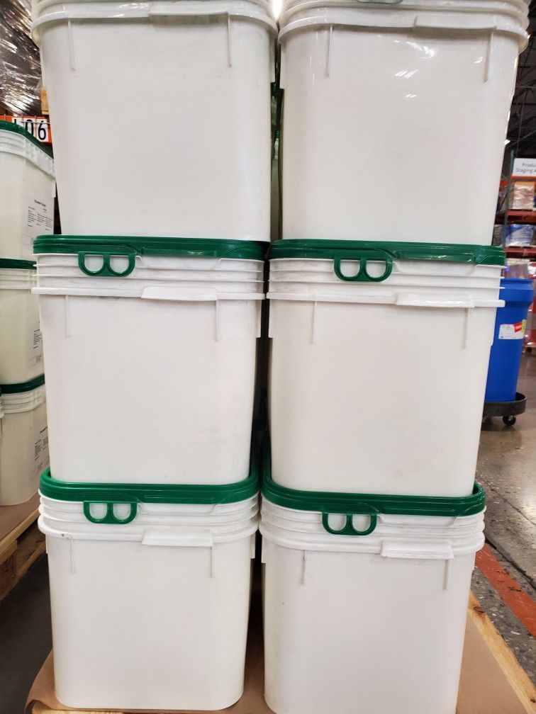 White Plastic Container With The Green Lid, 4 For$20