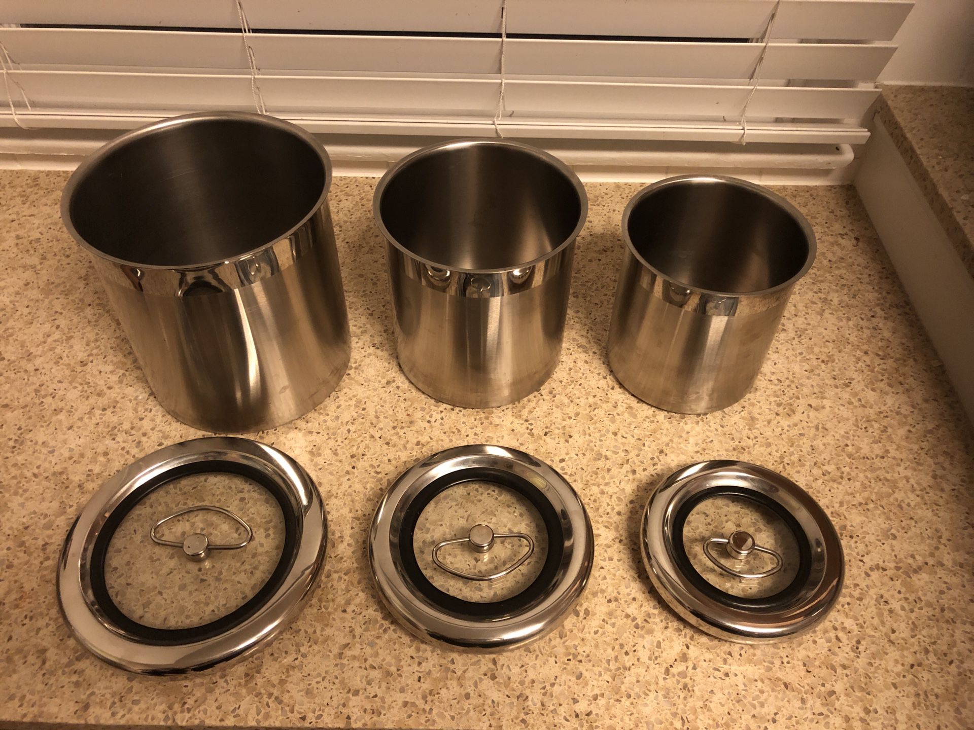 Stainless steel kitchen canisters