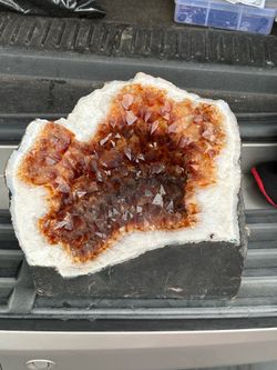Citrine Geode Cave with Deep Orange Citrine Druzy and Flower Rosettes