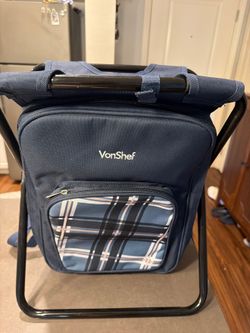 VonShef Backpack Chair - Folding Stool with Cooler Bag (2 Available)
