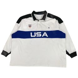 Vintage Polo Ralph Lauren Rugby Shirt 6XL BIG 6XLB Striped Crest Long Sleeve USA