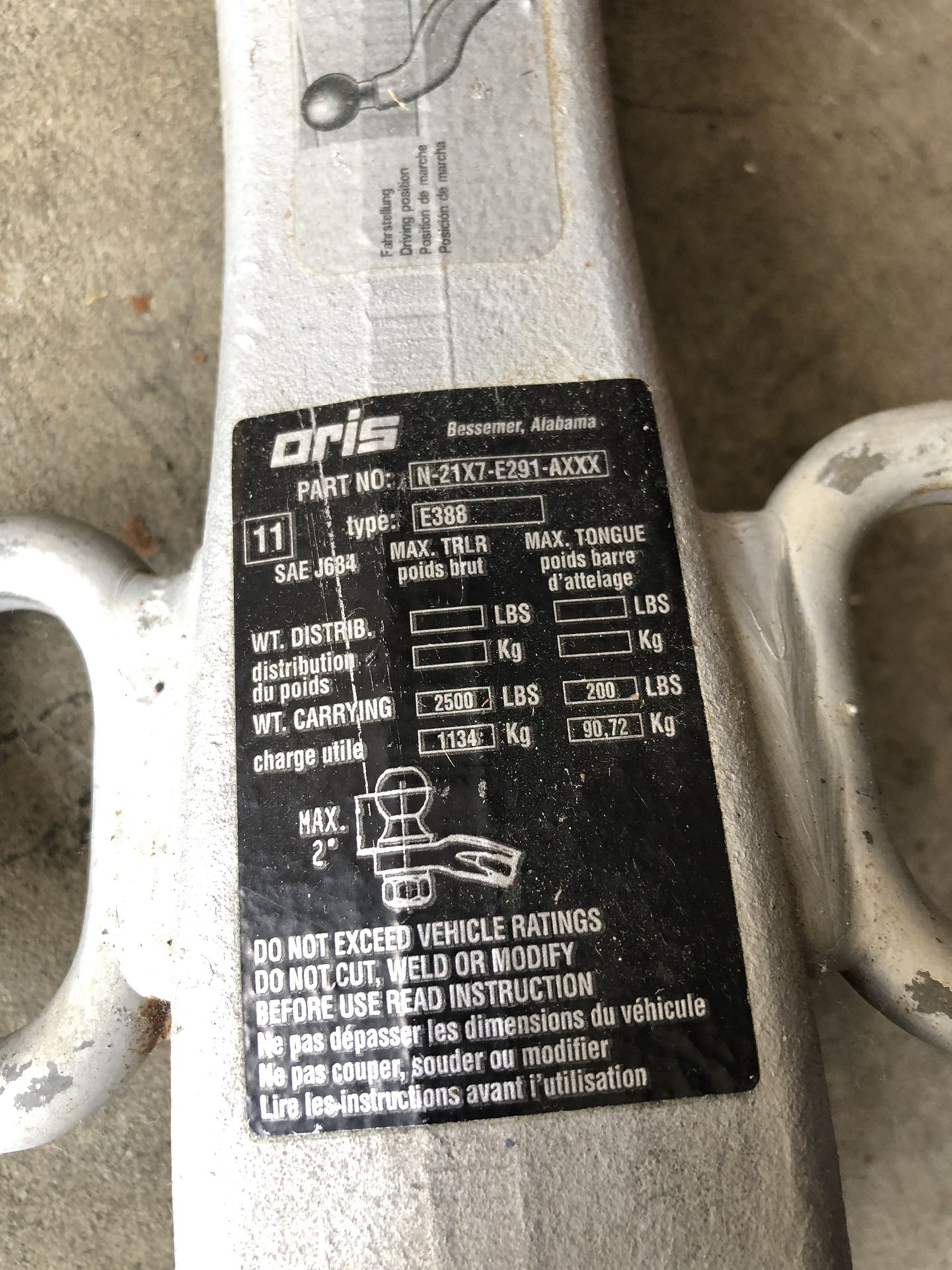 Chevrolet SSR Oris Trailer Tow Hitch for Sale in South Hill, WA OfferUp