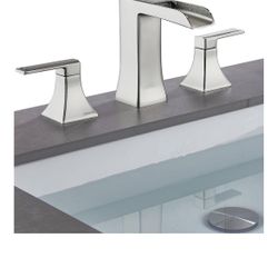 SANLIV BATHROOM FAUCET WATERFALL BRUSHED NICKEL and POP UP DRAIN from $93  Asking $70