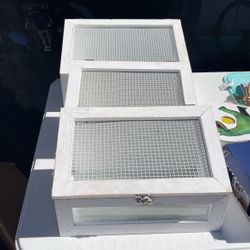 Set Of 3 Chicken Wire Storage Boxes 