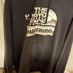 Black Metallic Supreme Hoodie Size Medium