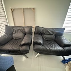 Modern Black Faux Leather Oversized Accent Chair