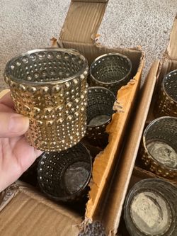 34 Gold Glass Candle Holders