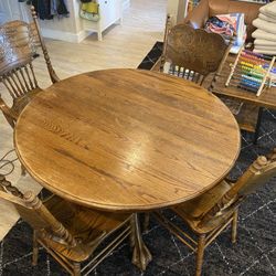 Solid Oak Dining Table And Four Chairs