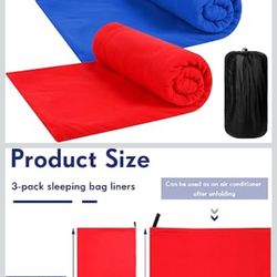 New Mixweer 3 Pcs Fleece Sleeping Bag Liner for Adult Warm or Cold Weather 75" Adds 12 Degrees Fahrenheit More Warmth Zippered Camping Blanket Liner w