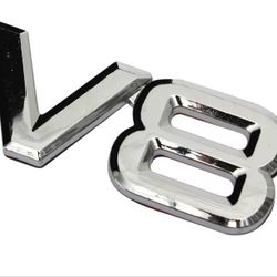 Silver chrome Or Black V8 emblem badge adhesive back SHIPPING AVAILABLE