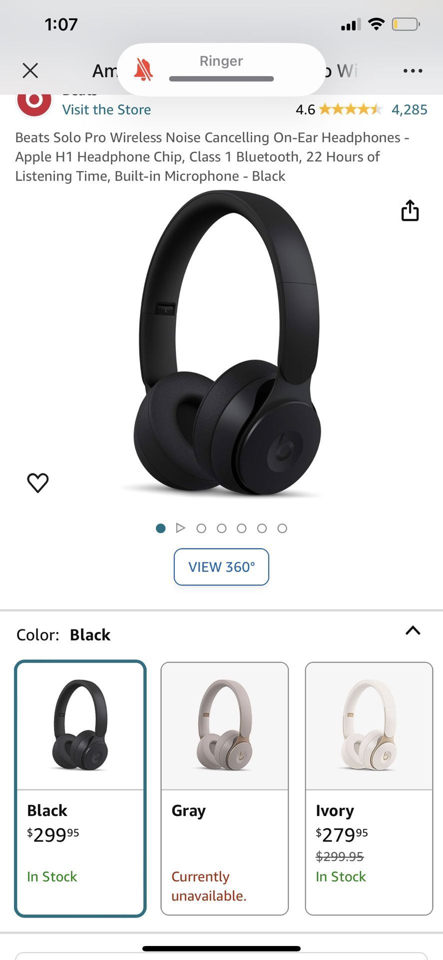 Beats Solo Pro Wireless Noise Cancelling On-Ear Headphones - Built-in Microphone