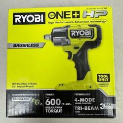 RYOBI HP 18v 1/2" IMPACT WRENCH Tool NEW