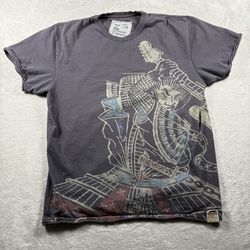 Vintage Z Brand Evisu Samurai T Shirt Men's  Large Black All Over Print Y2K#3148