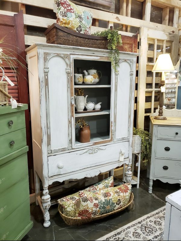 Vintage Farmhouse China Cabinet Cupboard Hutch For In Vintage Farmhouse China Cabinet Cupboard Hutch