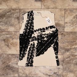 Billy Hill Tire Track Cream Sleeveless Tee Size Medium