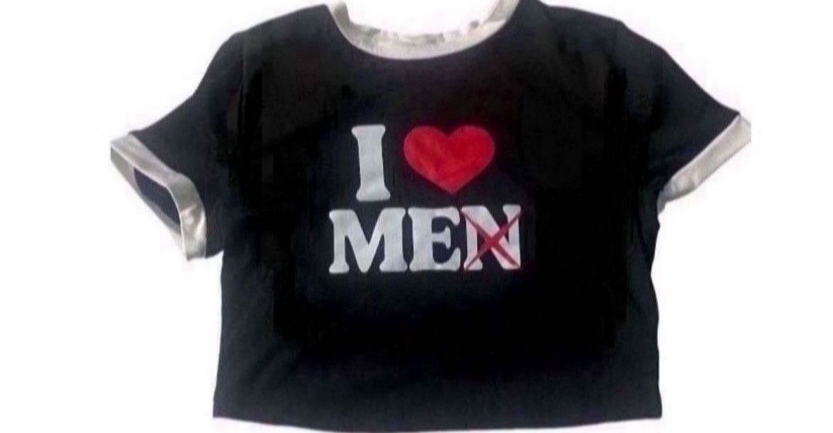 Women's I Love Men Without The N Cropped Tee Size Small