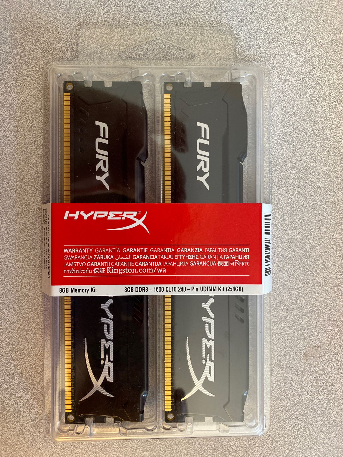 Hyperx Fury 8 GB Memory kit 2 pack never opened