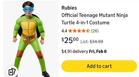 4 In 1 Ninja Turtle Costume Size 6-7