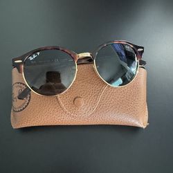 Ray-Ban Polarized Clubmaster Style Sunglasses – Tortoise & Gold Frame – Classic Retro Look