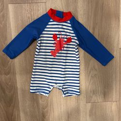 Little Me Baby Boys Lobster Rash Guard Swimsuit Size 12M NWOT One Piece