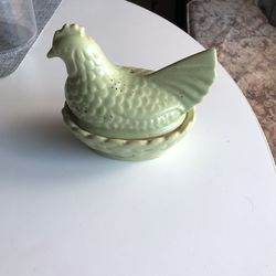 Antique Look Chicken Dish Or Just Decor