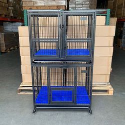 (New in box) $310 Set of (2) Heavy Duty Stackable Dog Cage 37x25x64 inches