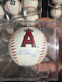 Reid Detmers signed baseball Angels baseball