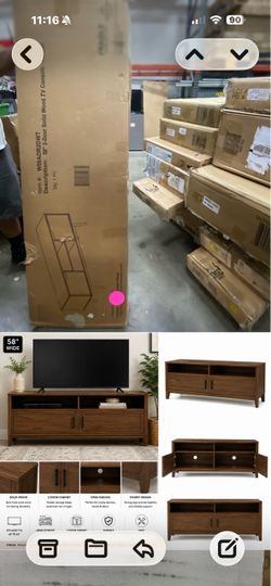 58" Solid Wood 2-Door TV Console Walnut