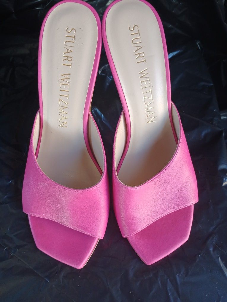 Stuart Weitzman Rebel Lucite Mules