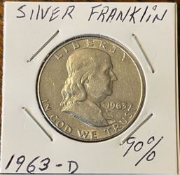 Silver 1963 D  Ben Franklin 90% Silver Half Dollar