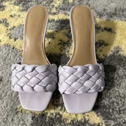 Express braided heel sandals with a square, open toe