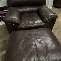 Brown Chair & Ottoman $100