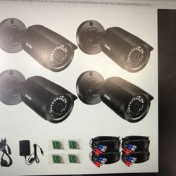 4 Cams With Cables And Supply Cables For Camera