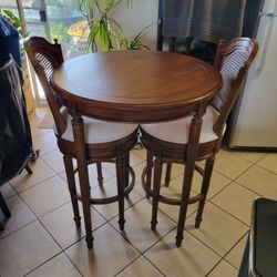 Pub Table with 2 Barstools. Solid Wood. 