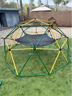 Climbing Dome, 10FT Dome Climber with Hammock for Kids 3 to 10 Outdoor Play Equipment, Supports up to 1000lbs Jungle Gym, Anti-Rust, Easy Assembly, Ye