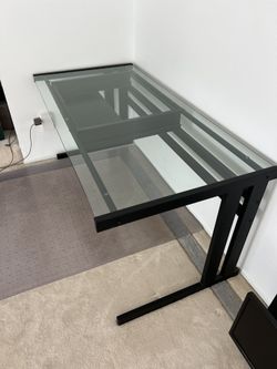 Glass And Metal Heavy Duty Computer Desk